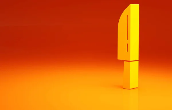 Yellow Knife Icon Isolated Orange Background Cutlery Symbol Happy Halloween — Stock Photo, Image