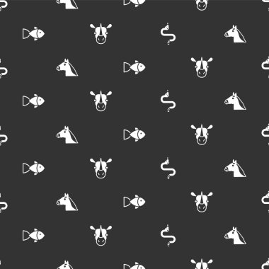 Snake, Horse Head, Fish ve Rhinoceros 'u kusursuz dizilime ayarlayın. Vektör.
