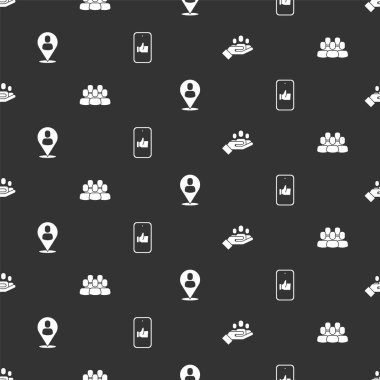 El 'i bir insanı aramak için ayarla, Proje ekibi üssü, İşçi konumu ve kusursuz bir düzen. Vektör.