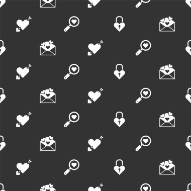 Castle 'ı kalp şeklinde kur, Zarfı Valentine, Amour ve Arı Aşkı' nı kusursuz bir şekilde ara. Vektör.