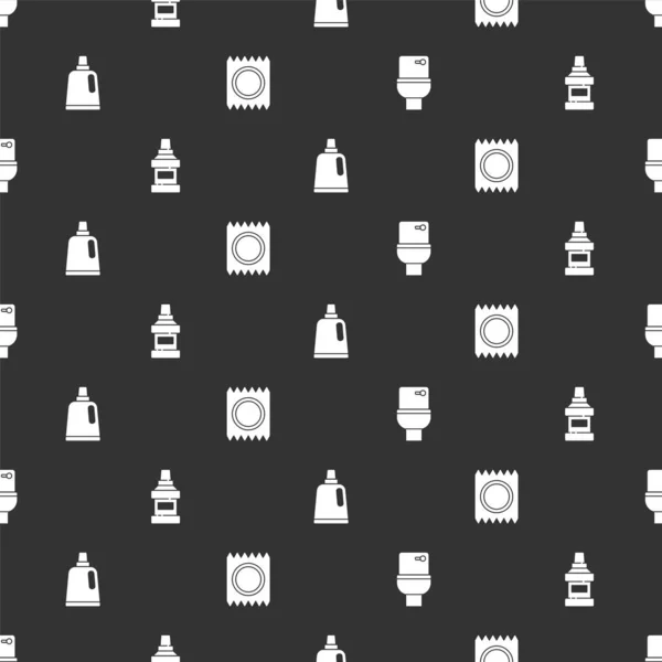 Set Toilettenschüssel Mundspülflasche Flasche Für Reinigungsmittel Und Kondomverpackung Safe Sex — Stockvektor