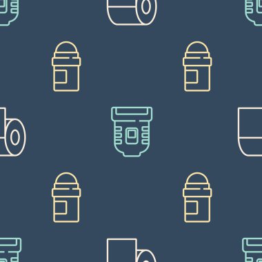 Tuvalet kağıdı rulosu, terleme önleyici deodorant ve Epilatör 'ü pürüzsüz desene ayarlayın. Vektör.