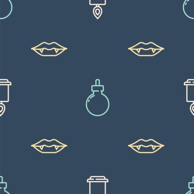 Hattı kur yanan mum, vampir dişleri ve bomba kusursuz patlamaya hazır. Vektör.