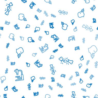 Mikroskop hattı, kırık insan kemiği ve pürüzsüz desende kusma. Vektör.