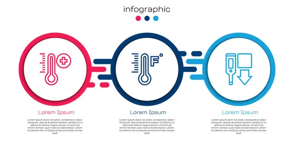 Set Line Meteorology Thermometer Digital Business Infographic Template Vector — Stock Vector