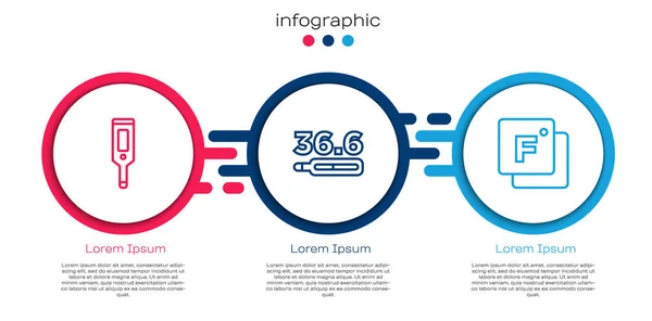 Setați Linia Termometru Digital Medical Fahrenheit Șablon Infografic Afaceri Vector — Vector de stoc