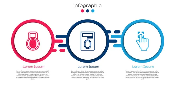 Set Line Fingerprint Lock Бизнес Инфографический Шаблон Вектор — стоковый вектор