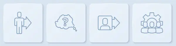 设置领队 问题标记和项目小组基地 白色正方形按钮 — 图库矢量图片