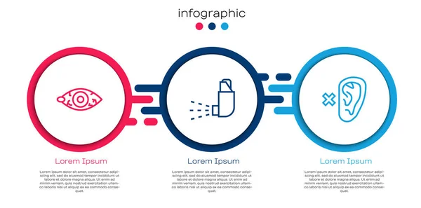 Set Line Rötliches Auge Inhalator Und Taub Geschäftsinfografische Vorlage Vektor — Stockvektor