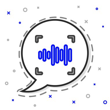 Satır Ses tanımlama simgesi beyaz arkaplanda izole edildi. Kimlik tanıma için ses biyometrik kimlik doğrulaması. Siber güvenlik. Renkli taslak konsepti. Vektör.