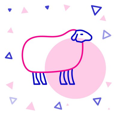 Beyaz arkaplanda çizgi koyunu simgesi izole edildi. Hayvan sembolü. Renkli taslak konsepti. Vektör.