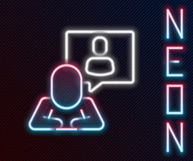 Parlayan neon hattı kafa avlama ikonu siyah arka planda izole edildi. İş hedefi ya da İstihdam tabelası. İş için insan kaynakları ve adam toplama. Renkli taslak konsepti. Vektör.