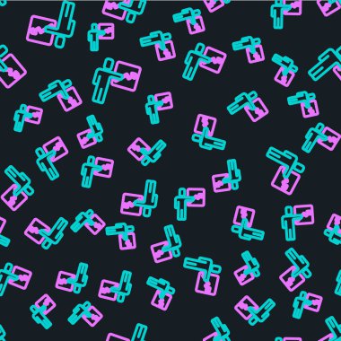 İdari simgelerden oluşan bir ekibin çizgi lideri siyah arkaplanda kusursuz desenleri izole etti. Vektör.