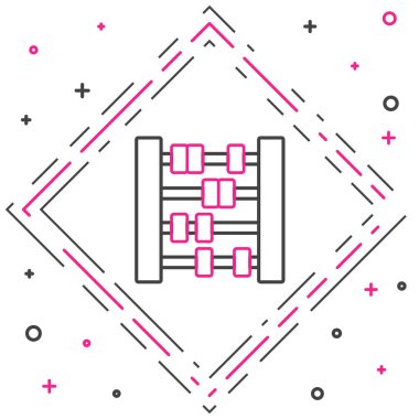 Çizgi Abaküs simgesi beyaz arkaplanda izole edildi. Geleneksel sayım çerçevesi. Eğitim işareti. Matematik okulu. Renkli taslak konsepti. Vektör.