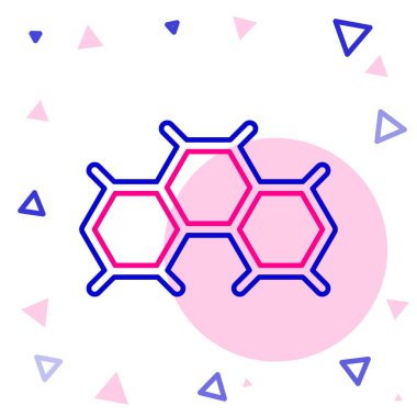 Çizgi Kimyasal Formül simgesi beyaz arkaplanda izole edildi. Yenilikçi tıp, sağlık, araştırma ve bilim için soyut altıgen. Renkli taslak konsepti. Vektör.