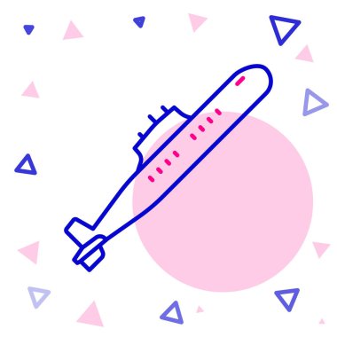 Çizgi Denizaltı simgesi beyaz arkaplanda izole edildi. Askeri gemi. Renkli taslak konsepti. Vektör.