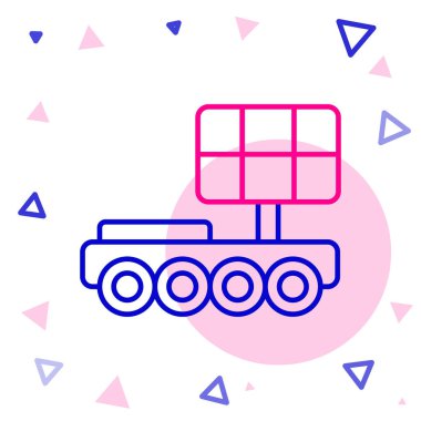 Mars çizgi gezgini simgesi beyaz arkaplanda izole edildi. Uzay aracı. Ay yürüyüşü işareti. Gezegen yüzeyini incelemek için bir cihaz. Renkli taslak konsepti. Vektör.