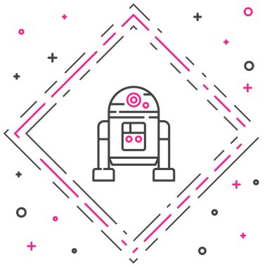 Çizgi Robotu simgesi beyaz arkaplanda izole edildi. Renkli taslak konsepti. Vektör.