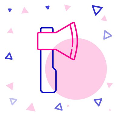 Tahta çizgi balta simgesi beyaz arkaplanda izole edildi. Oduncu baltası. Renkli taslak konsepti. Vektör.