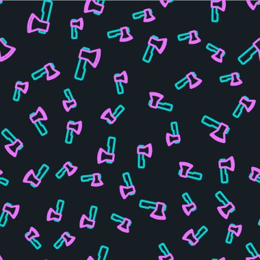 Tahta çizgili balta simgesi siyah arkaplanda izole edilmiş. Oduncu baltası. Vektör.