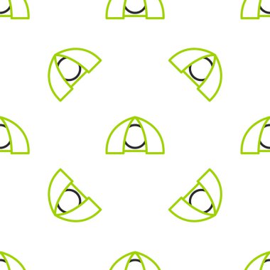 Çizgi turist çadırı simgesi beyaz arka planda izole edilmiş pürüzsüz desen. Kamp sembolü. Vektör.