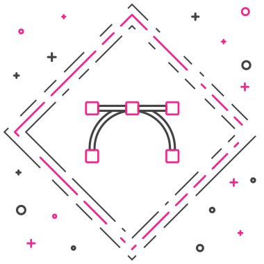 Bezier çizgi eğrisi simgesi beyaz arkaplanda izole edildi. Kalem aracı simgesi. Renkli taslak konsepti. Vektör.