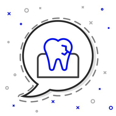 Çizgi Diş, beyaz arkaplanda izole edilmiş simge taşıyıcısı. Diş çürüğü. Renkli taslak konsepti. Vektör.