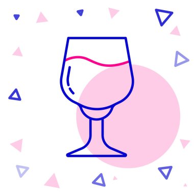 Beyaz arka planda izole edilmiş çizgi şarap cam ikonu. Şarap kadehi işareti. Renkli taslak konsepti. Vektör.