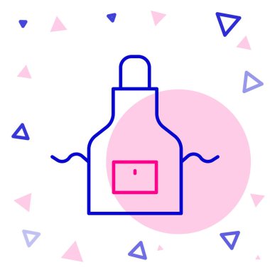 Line Kitchen önlük simgesi beyaz arkaplanda izole edildi. Yemek pişirmek için şef üniforması. Renkli taslak konsepti. Vektör.