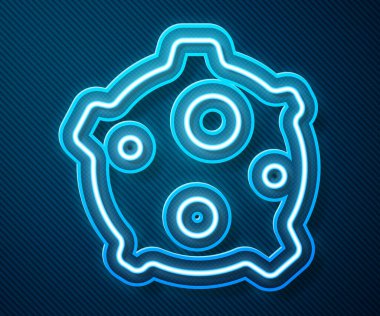 Parlayan neon çizgisi Asteroid simgesi mavi arkaplanda izole edildi. Vektör.