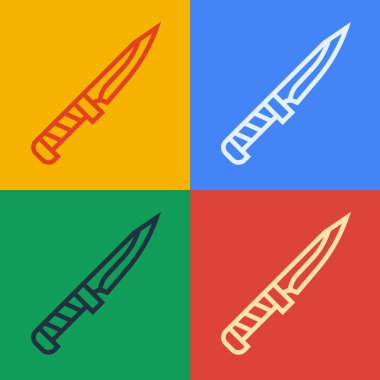 Popüler sanat çizgisi askeri bıçak ikonu renk arkaplanında izole edilmiş. Vektör.