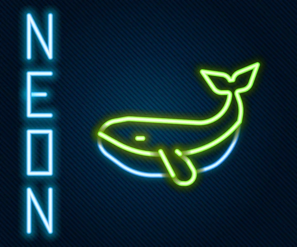 Świecąca Neonowa Ikona Wieloryba Odizolowana Czarnym Tle Kolorowy Koncept Wektor — Wektor stockowy