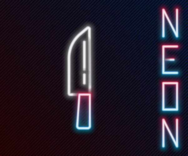 Gloeiende Neon Lijn Knife Icoon Geïsoleerd Zwarte Achtergrond Bestek Symbool — Stockvector