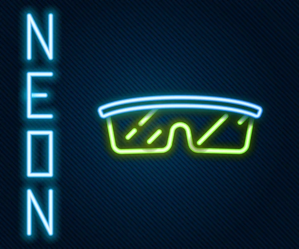 Świecąca Neonowa Linia Ikona Okularów Laboratoryjnych Odizolowana Czarnym Tle Kolorowy — Wektor stockowy
