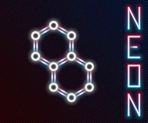 Ragyogó Neon Vonal Kémiai Képlet Ikon Elszigetelt Fekete Alapon Absztrakt — Stock Vector