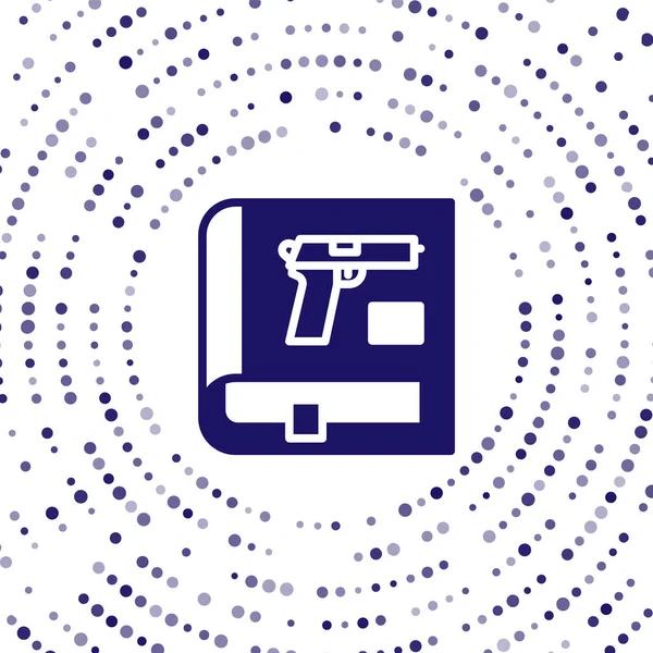 Libro Azul Con Pistola Pistola Icono Aislado Sobre Fondo Blanco — Vector de stock