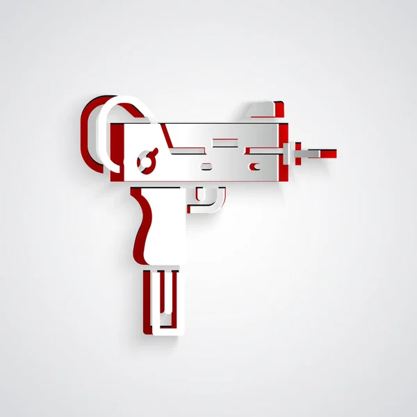 Uzi Maschinenpistolensymbol Aus Papier Isoliert Auf Grauem Hintergrund Automatische Waffe — Stockvektor