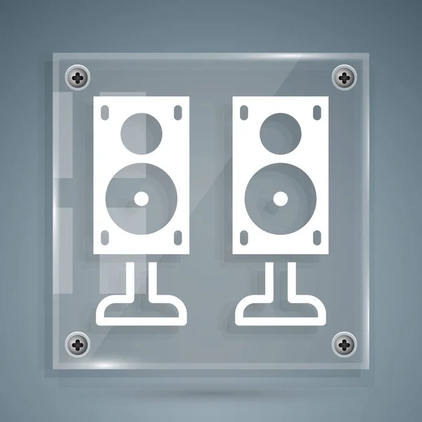 Weißes Stereo Lautsprechersymbol Isoliert Auf Grauem Hintergrund Soundsystem Lautsprecher Musik — Stockvektor