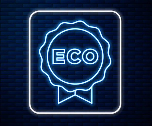 Línea Neón Brillante Banner Etiqueta Etiqueta Logotipo Para Eco Verde — Vector de stock