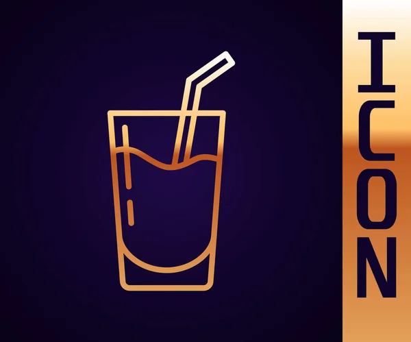 Goldene Linie Cocktail Und Alkoholgetränk Symbol Isoliert Auf Schwarzem Hintergrund — Stockvektor