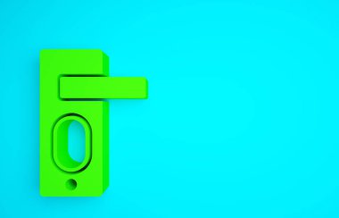 Mavi arkaplanda yeşil parmak izi kapı kilidi simgesi izole edildi. Kimlik uygulaması simgesi. Kimlik işareti. Kimliğe dokun. Minimalizm kavramı. 3d illüstrasyon 3B canlandırma.