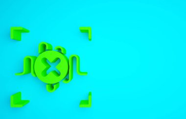 Yeşil Reddetme ses tanıma simgesi mavi arkaplanda izole edildi. Kimlik tanıma için ses biyometrik kimlik doğrulaması. Minimalizm kavramı. 3d illüstrasyon 3B canlandırma.