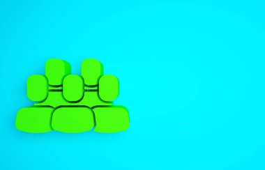 Yeşil Proje ekip taban simgesi mavi arkaplanda izole edildi. İş analizi ve planlama, danışmanlık, takım çalışması, proje yönetimi. Minimalizm kavramı. 3d illüstrasyon 3B canlandırma.