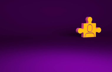 Turuncu Proje takım taban simgesi mor arkaplanda izole edildi. İş analizi ve planlama, danışmanlık, takım çalışması, proje yönetimi. Minimalizm kavramı. 3d illüstrasyon 3B canlandırma.