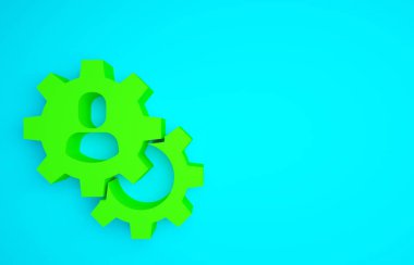 Yeşil kafa avlama ikonu mavi arka planda izole edildi. İş hedefi ya da İstihdam tabelası. İş için insan kaynakları ve adam toplama. Minimalizm kavramı. 3d illüstrasyon 3B canlandırma.