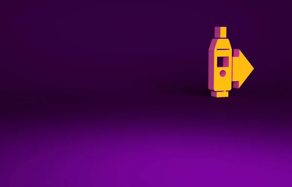 Помаранчевий Медичний Цифровий Термометр Медичного Обстеження Ікона Ізольована Фіолетовому Фоні — стокове фото