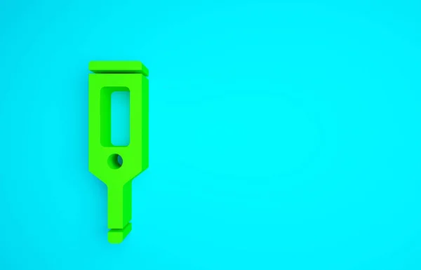 Зеленый Медицинский Цифровой Термометр Медицинского Обследования Иконка Выделена Синем Фоне — стоковое фото