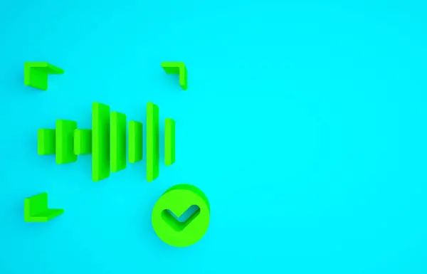 Icono Reconocimiento Voz Verde Aislado Sobre Fondo Azul Autenticación Acceso — Foto de Stock