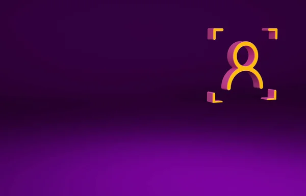 Icono Reconocimiento Facial Naranja Aislado Sobre Fondo Púrpura Icono Del — Foto de Stock