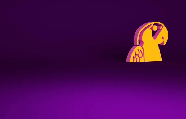 Icono Animal Loro Guacamayo Naranja Aislado Sobre Fondo Púrpura Símbolo —  Fotos de Stock